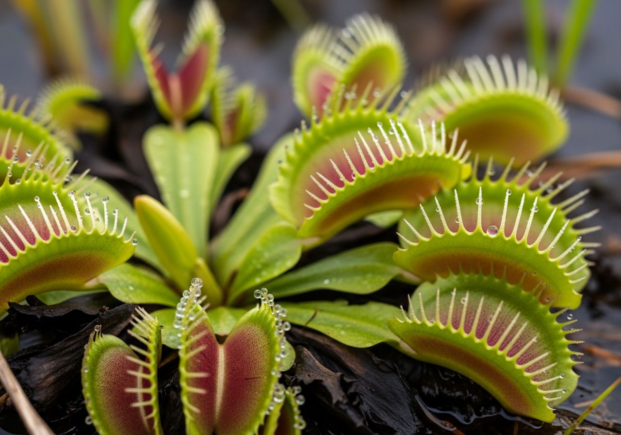 Dionaea muscipula – pułapka much w naturalnym bagiennym środowisku południowo-wschodnich USA